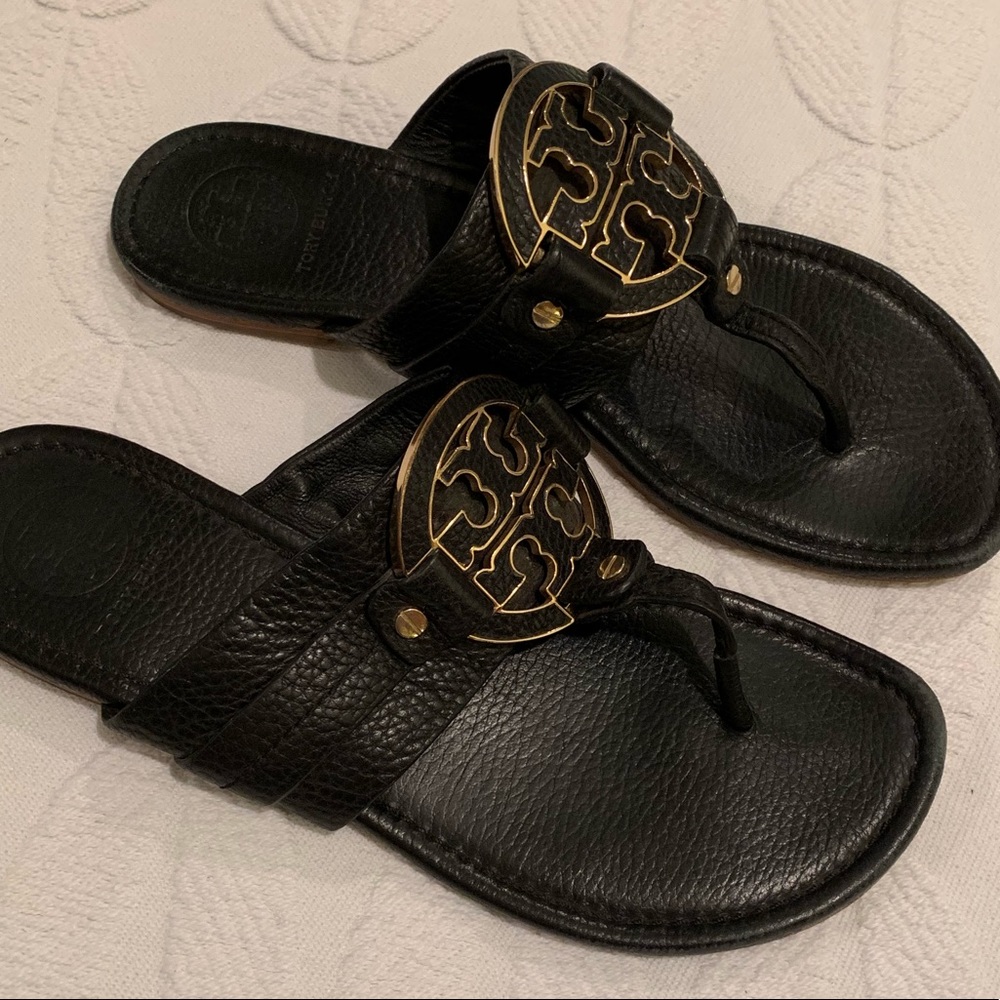 Tory Burch Black Leather Sandals Sz 9